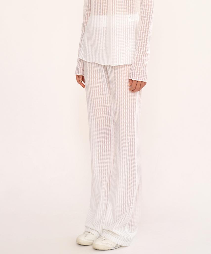 FANYOUNG See-Through Bootcut Leggings White