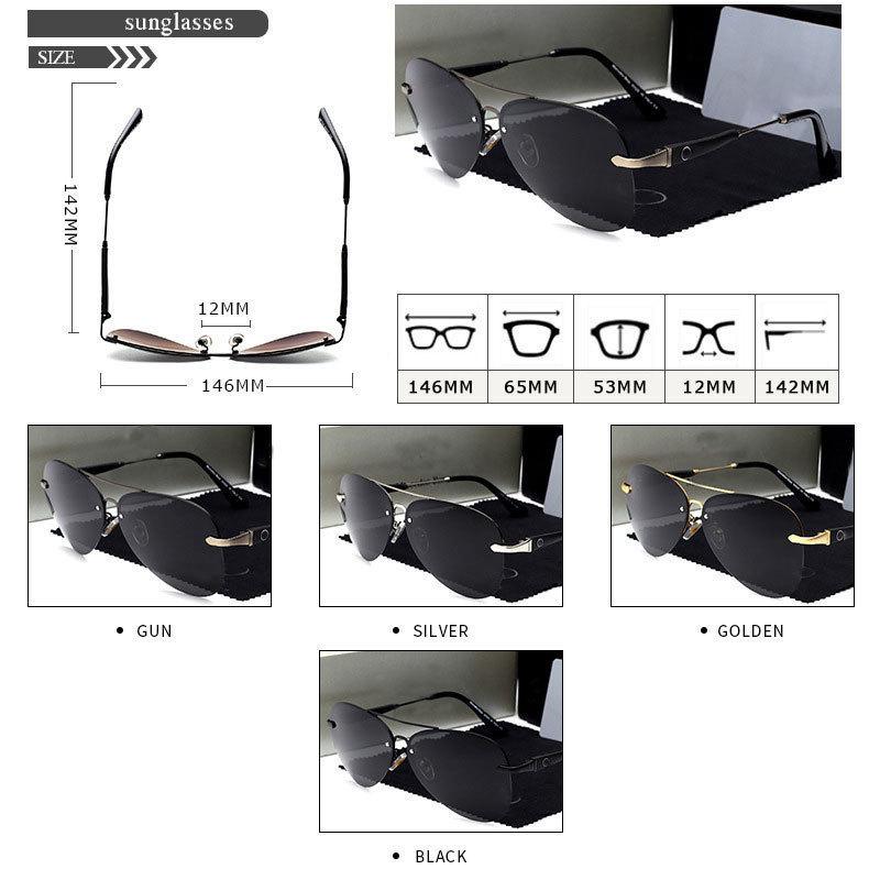 Polarized Sunglasses Men's Rimless Toad Glasses Sunglasses Driving Special Driving Glasses Metal Sunlight Glasses Women's Sunglasses