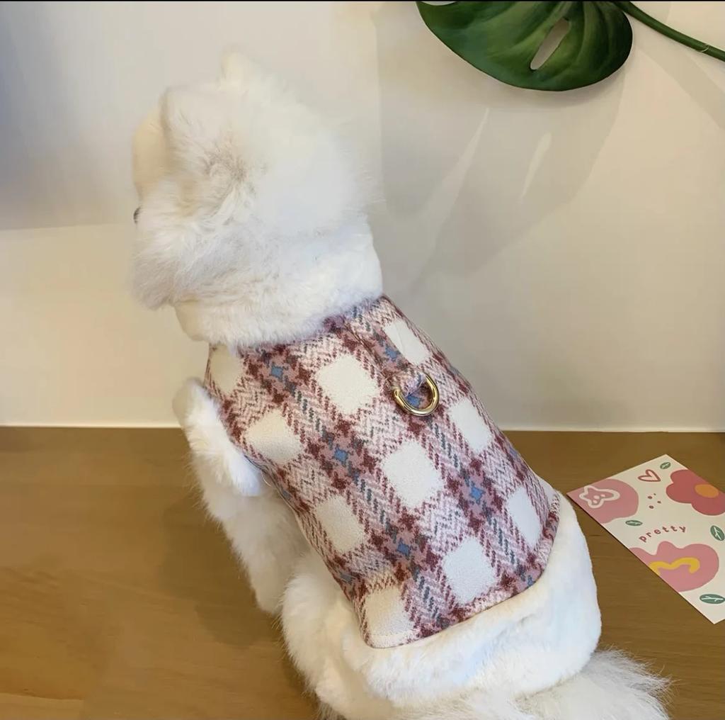 Plush Dog Warm Coat Winter Clothes for Small Dogs Teddy Bichon Puppy with Leash Hole Dogs Clothes Dog Jacket Pet Clothes