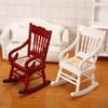 1/12 Toy Model Rocking Chair Pretend for Play Toy Mini Wooden Chair White/Red Role for Play Accessory DIY for Doll House
