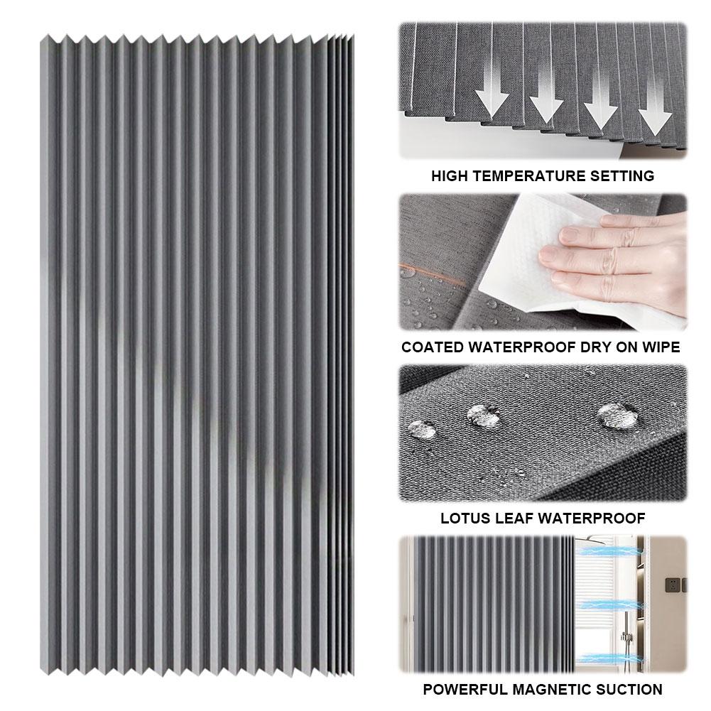 Foldable Magnetic Shower Curtain Waterproof Bathroom Curtain with 14 Hooks Privacy Bathroom Divider Modern for Bathroom