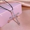 Cross 5A Zircon Necklace Platinum Plated Simple Bright Zircon Cross Medieval Necklace