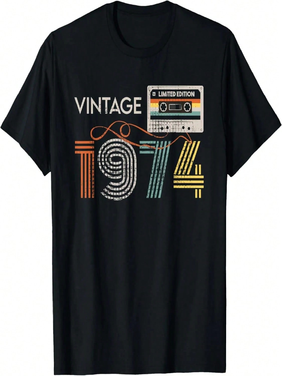 Vintage 1974 46th 47th Birthday Gift Retro Cassette Tape T-Shirt S разноцветный