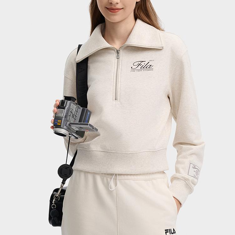 Fila Fashion Comfortable Pullover Letter Logo American Casual Loose Long Sleeve Half Zipper Sweatshirt Women Sweatshirt F11W439212FLM