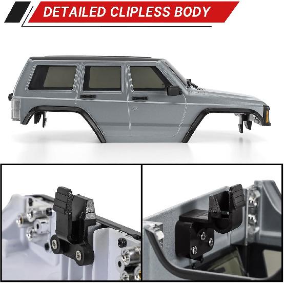INJORA 6.10in 133g Wheelbase ABS Hardtop Cherokee Body for TRX4M Bronco Defender Chassis 1/18 RC Crawler Upgrade(Silver Grey)