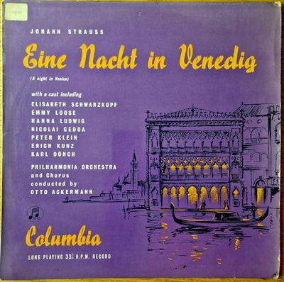LP Record JOHANN STRAUSS JR., PHILHARMONIA OR - Eine Nacht In Venedig (A Night In V 33CX1224 Columbia 1955 UK Classical Used