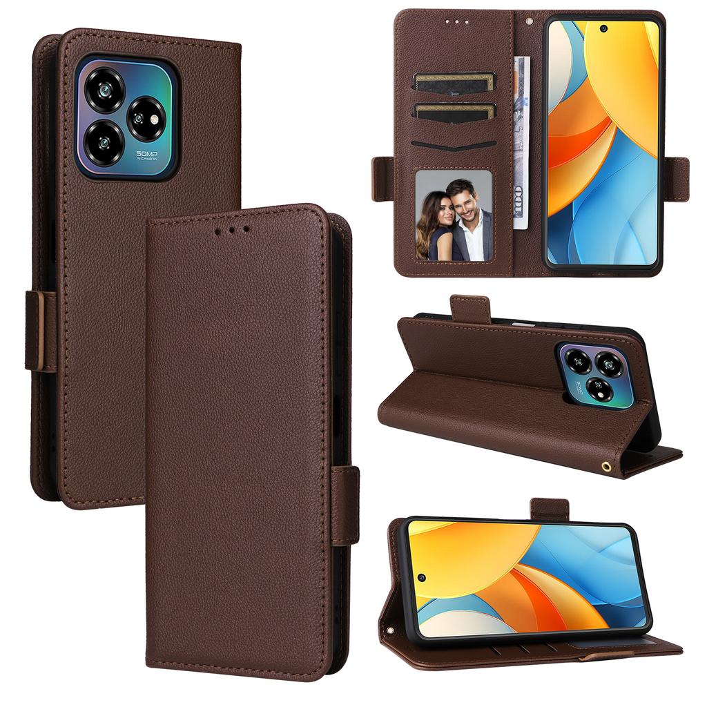 Für ZTE Axon 60 Lite/Blade V60 Vita Hülle mit Handschlaufe Litschi-Textur PU-Leder Brieftasche Handyhülle