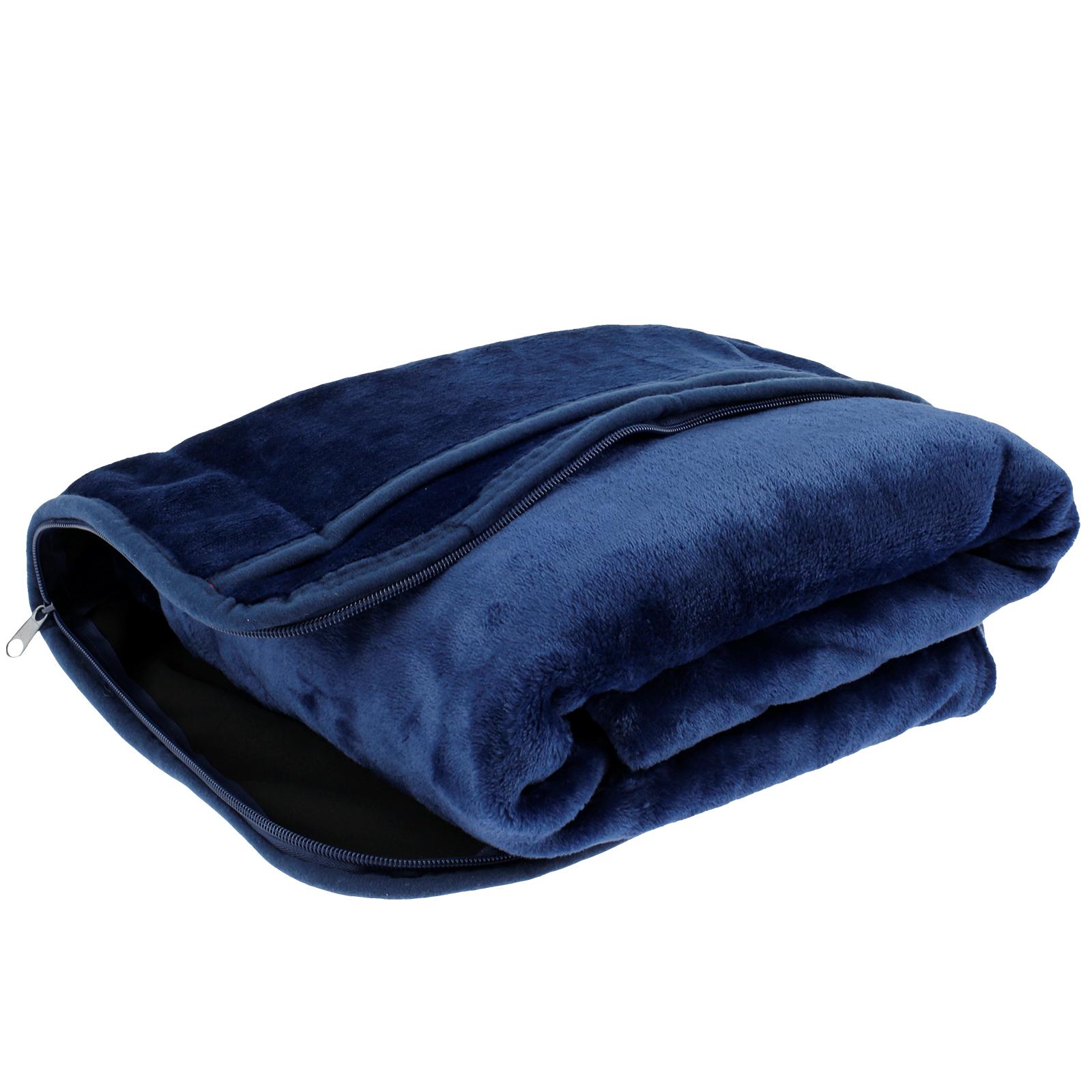 

Портативна подорожня ковдра М яка фланелева ковдра для літака Складаний набір 2-в-1: подушка та ковдра для подорожей Аксесуар для подорожей літаком, автомобілем 1Set Темно-синій
