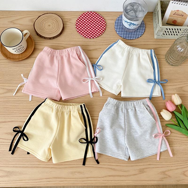 Summer Short Pants Fashionable Thin Baby Girls Loose Fit Casual Shorts Butterfly Bow Waist Cute Trendy Unisex Kids Clothing