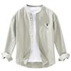 Trade Surplus Embroidered Stand-Collar Cotton-Linen Shirt for Men, Spring and Summer Long-Sleeve Loose Casual Shirt with a High-End Feel, Thin Jacket