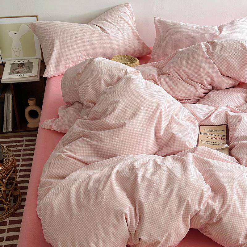 Class A Maternal And Infant Grade Unprinted Wind-Dyed Cotton Washed Cotton 4Pcs Set, Skin-Friendly Sleeping Naked Cotton 100 Cotton Quilt Cover