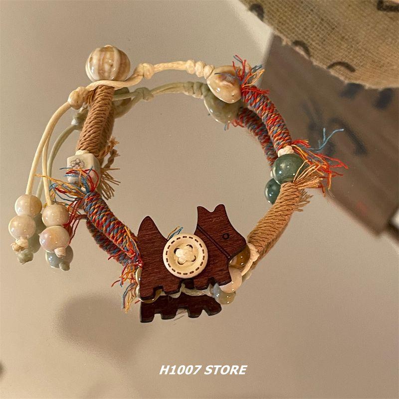 

Новый китайский стиль, национальный стиль, плетеный шнур, керамический женский браслет, мужской нишевый дизайн, ручное плетение, ремешок для переноски, этнический стиль, парные украшения для рук