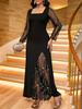 Plus Size Women's Embroidered Patchwork Bodycon Dress - European & American Style GY2199