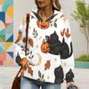 Women Plus Size White Halloween Ghost Pumpkin Printed Hoodie Long Sleeve Drawstring Hood Kangaroo Pocket Pullover