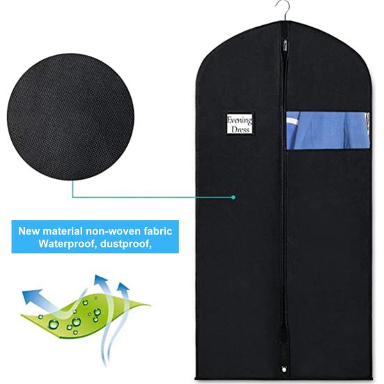 Garment Bag Business Card Holder Clear Window Dustproof Hanging Clothes Bag Non-Woven Fabric Closet Storage Coats Jackets Shirts