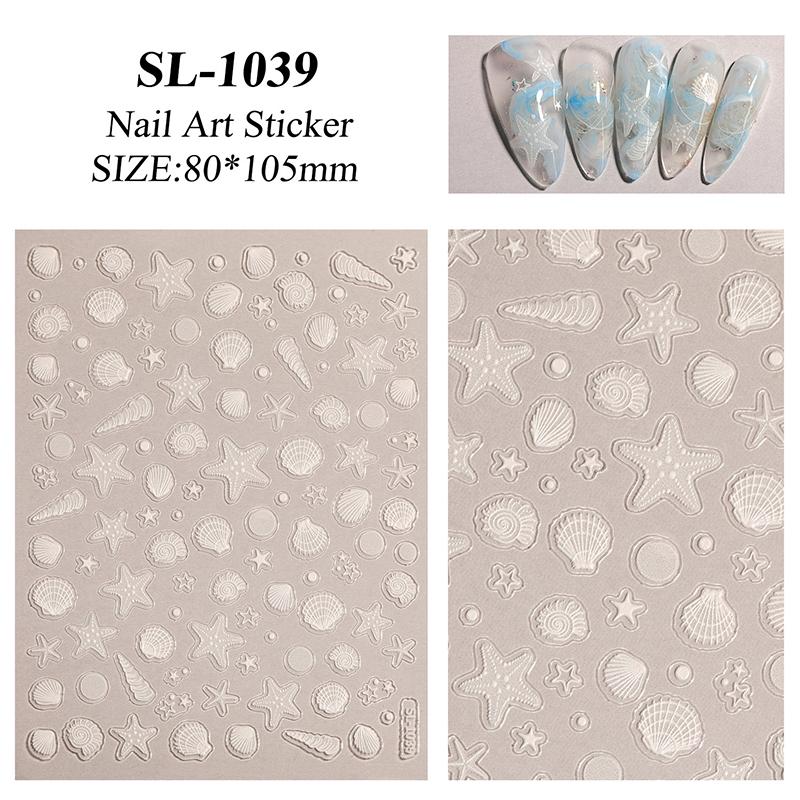 Shiny Shell Light Laser Sea Shell Cosnch Starfish Star Adhesive Nail Art Stickers Manicure Fantastic Marine Life Nail Decals
