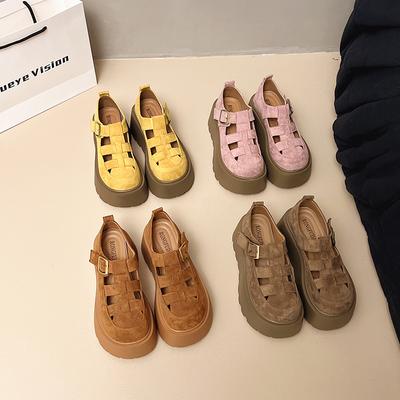 Hollow Thick-soled Heightening Birkenstocks Women's New Summer One-pedal Single Shoes Bag Head Roman Sandals