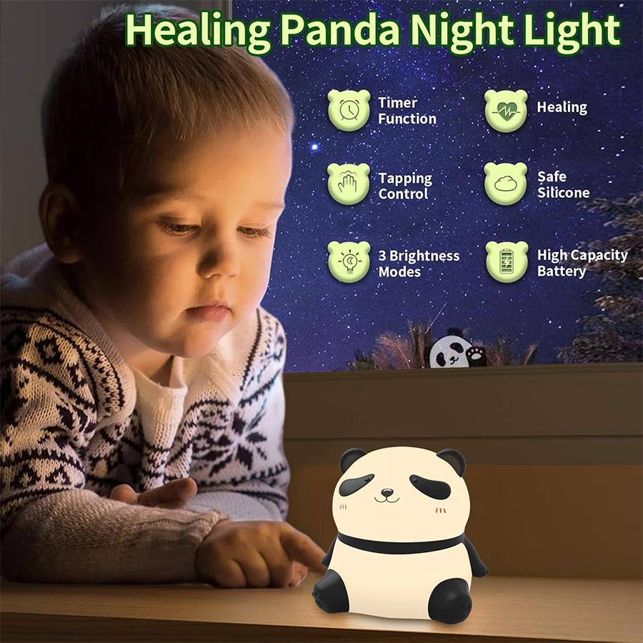 Panda Silicone USB Night Light - Touch Control Lamp with Phone Stand for Bedroom, Kids Room & Nursery Gift