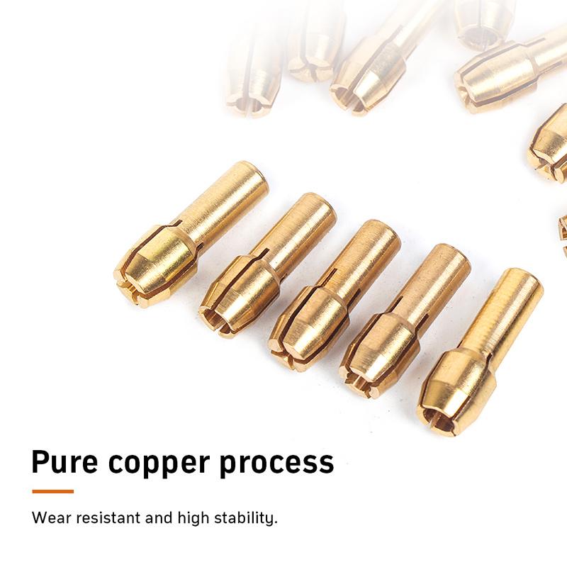 10-11pcs/batch Mini Drill Brass Collet Collet for Rotary Tools 0.5-3.2mm Brass and Nut for Accessory Set