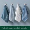 Eight Bamboo Fiber Towels, Square Washcloths, Soft And Absorbent for Face Washing.