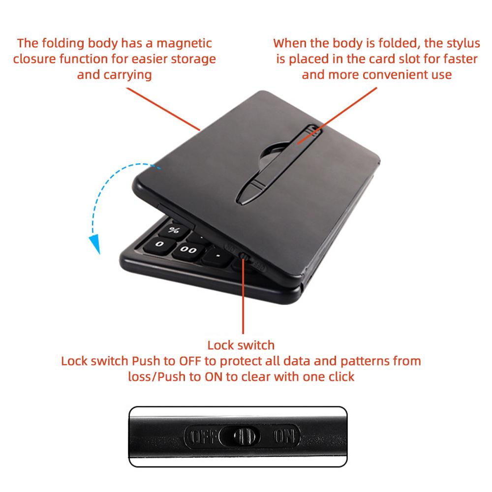 Scientific Calculator with 6 Inch Writing Board and Pen Dual Power Solar and Battery Operated Foldable Functions