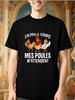 Unisex Black Tee Cartoon Chicken French Slogan Graphic Print Short Sleeve Loose Casual Top For Adult Male Daily Street Wear Outfit