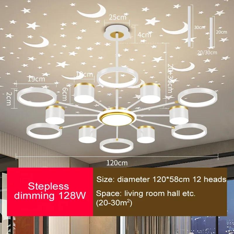 Nordic Creative Living Room Chandeliers Romantic Starry Sky 2025 New Modern White Home Bedroom Stepless Dimming Lighting Fixture