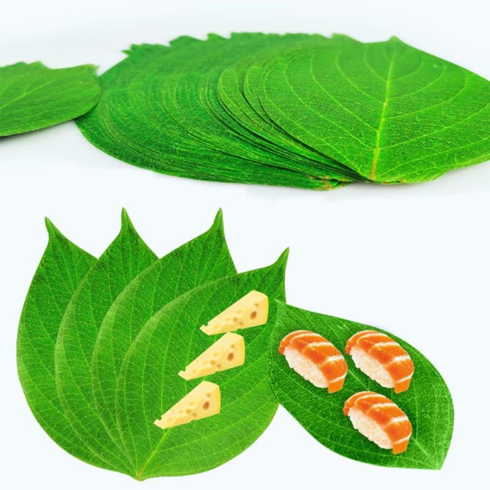 30PCS Food Contact Safe Food Serving Mats Printed Green Leaf Greaseproof Paper Mats for Seafood