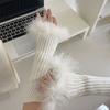 Punk Subculture Gloves Sleeves for Halloween Party Feathered Fingerless Gloves