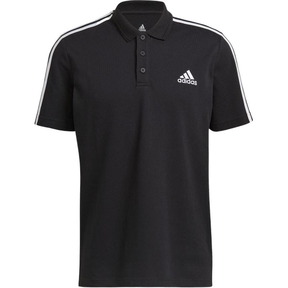 Adidas FW22 Solid Color Logo Print Striped Short Sleeve Polo Shirt Men Tops Black GK9097