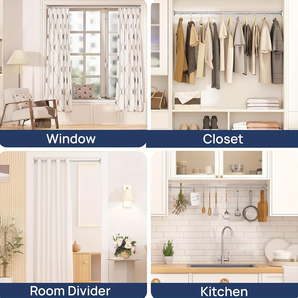 2 szt. Srebrny pręt napinający sprężynowy pręt napinający do zasłon antypoślizgowy pręt napinający bez wiercenia regulowany zasłony szafa kuchenna szafa