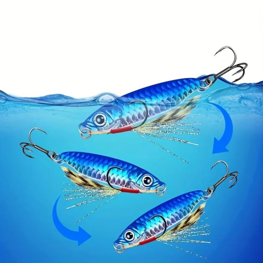 8Pcs Set Sharp Hooks Metal Fishing Lure 3D Eyes Design Metal Jig Spoon Saltwater Fishing