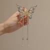 New Butterfly Pearl Tassel Hairpin Women Korean Elegant Metal Chain Side Clip Shark Hairpin Headwear Hair Accessories