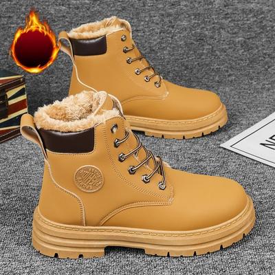 Winter Men's Shoes Padded and Thickened Men's Boots British Warmth Rhubarb Boots Work High-top Cotton Shoes Comfortable Minimalist Versatile Shoes