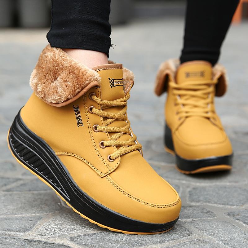 High Quality New Winter Fashion Women Ankle Boots Increase Fur Leather Shoes Casual Sport Outdoor Shoes Size 35-40