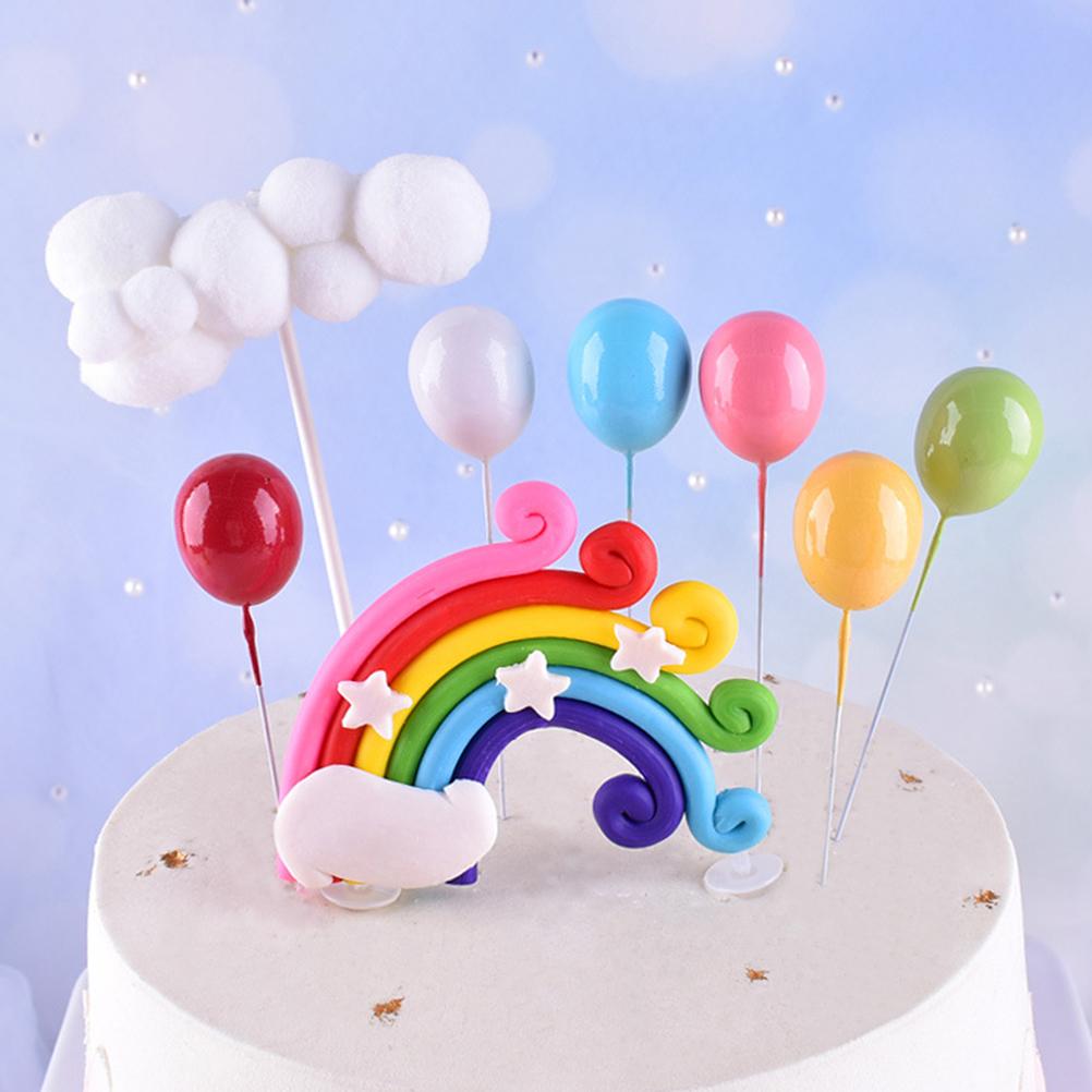 18 Pcs Balloon Cake Insert Rectangular Container Picks Party Ornaments Small Foam Birthday Decoration Cupcake
