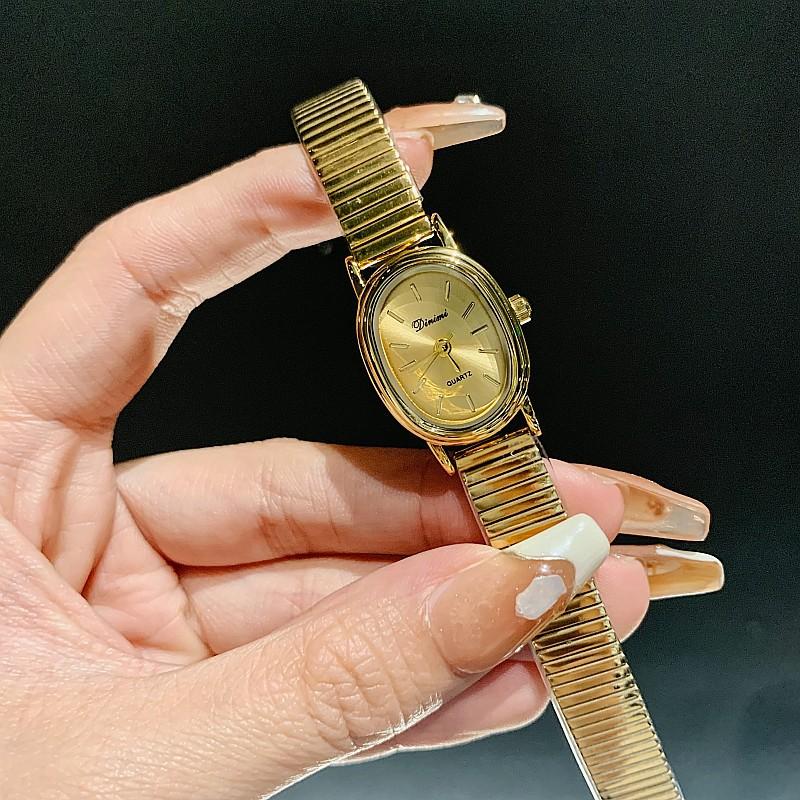Ladies Watch Women'S Fashion Bamboo Mesh Belt Watch Simple Retro Oval Temperament Women'S Watch