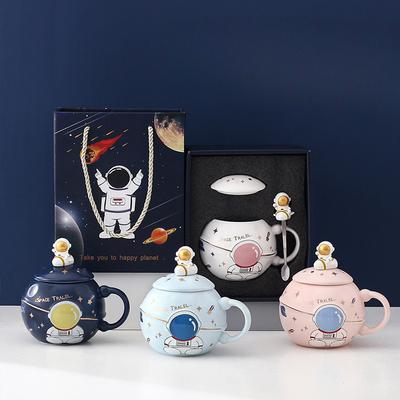 Personalized Creative Planet Space Astronaut Mug with Lid Spoon Gift Box Office Large Capacity Drinking Cup