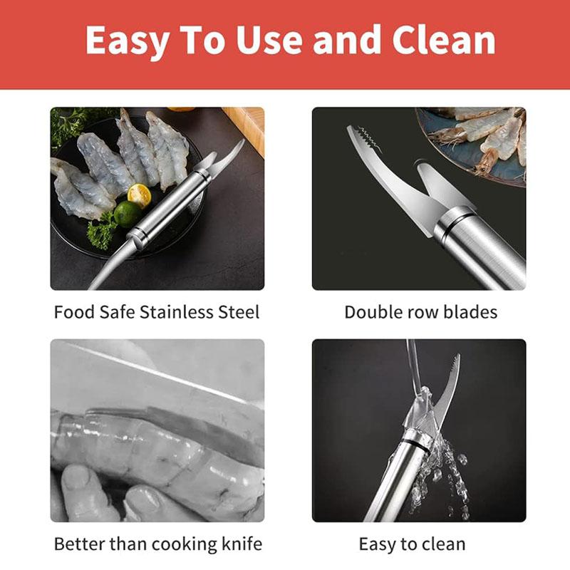 Shrimp Deveiner Tool, Stainless Steel Shrimp Deveining Tool, Efficient Shrimp Peeler and Deveiner Tool Portable Shrimp Cleaner S