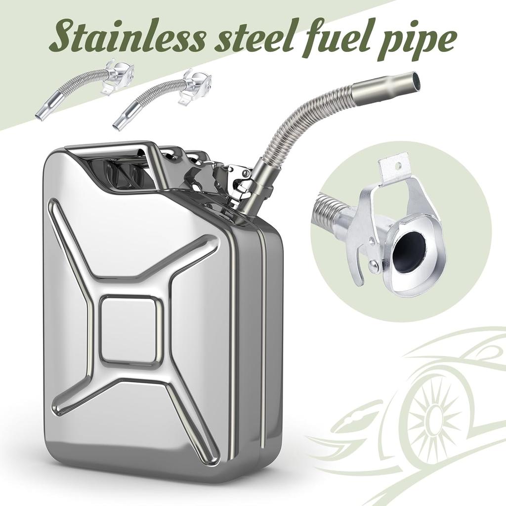 BBTO 1 Pcs Flexible Jerry Can Spout Stainless Steel Long Nose Spout Replacement Compatible With Wavian Jerry Can (Silver)