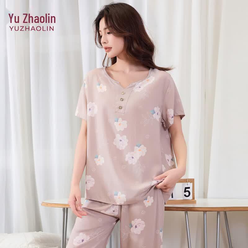 YUZHAOLIN Women s Plus Size Summer Short-Sleeve Pajama Set XL