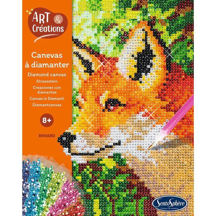 Creation Based On Mini Rhinestones - SENTOSPHERE - Art &; Creations - Diamond Painting Canvas - Fox - From 8 Years