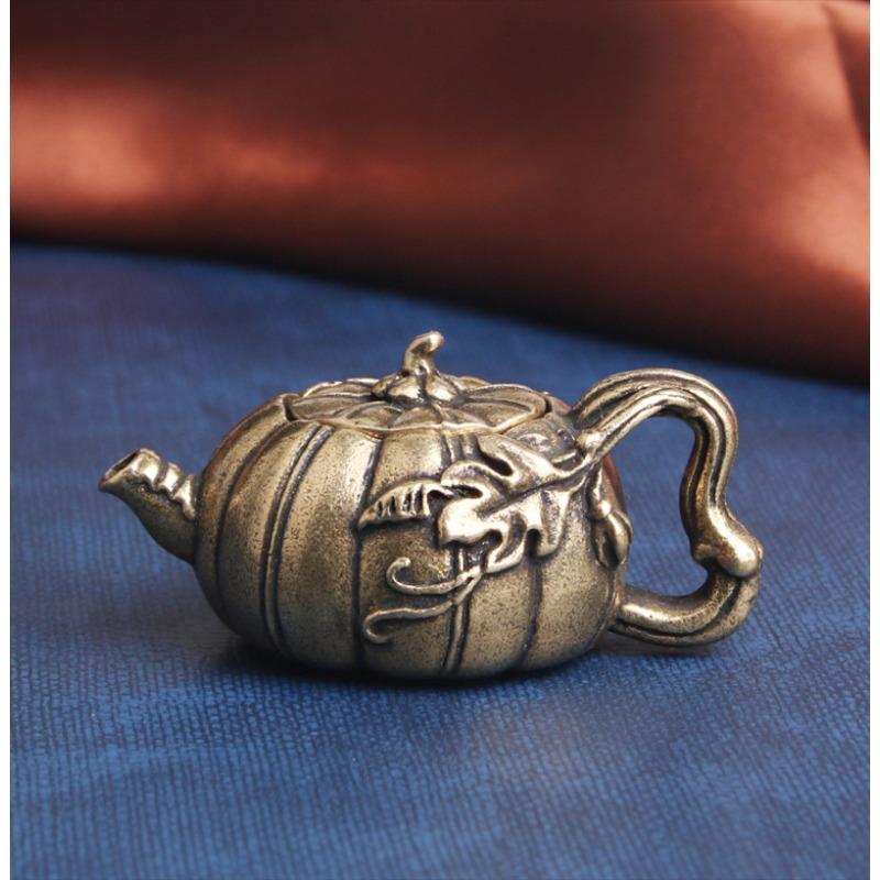 Antique Collection Pure Copper Pumpkin Small Teapot Mini Ornament Home Gift