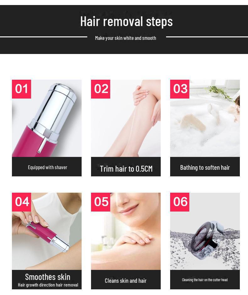 Women's Portable Electric Shaver: Lipstick Design for Leg, Armpit, and Bikini Area Hair Removal