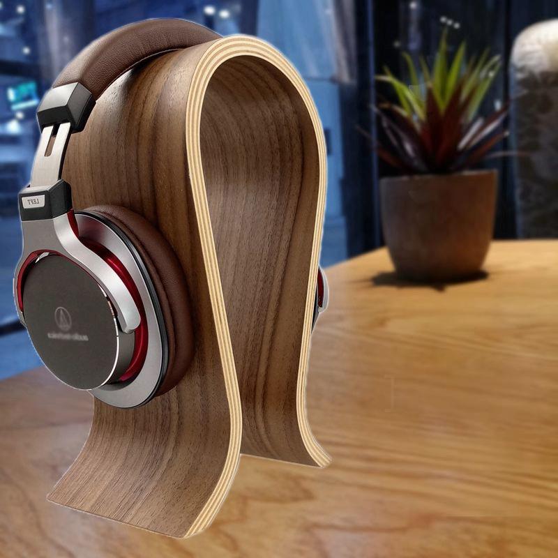 Head Mounted Headphones Solid Wood Storage Holder Walnut Birch U-shaped Eardphone Storage Stand Headset Display Rack Decoration