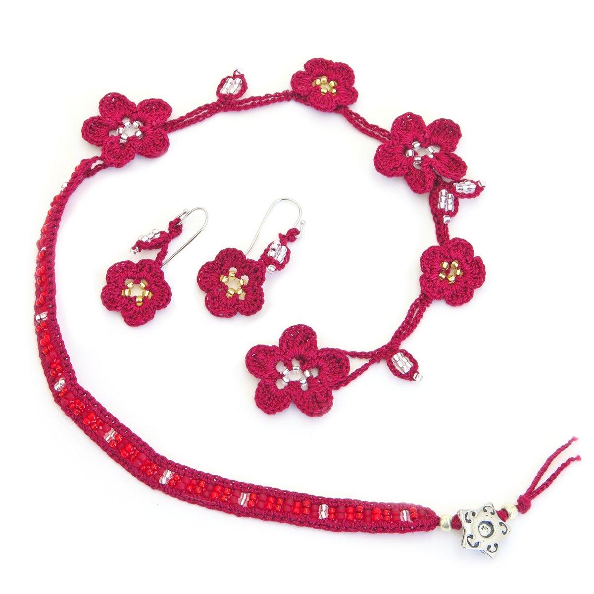 

Набор для вязания нитью Olympus для аксессуаров с бисером Ойя, браслет-обертка «Цветок и коса» и серьги (АК-21)