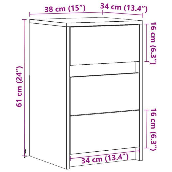 VidaXL Armoire de chevet et lumières LED sonoma gris bois d'ingénierie, table d'appoint, armoire de lit, table d'appoint 852017