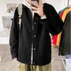 Men's Casual Black Loose-Fit Lapel Jacket with Drop Shoulder Sleeves for Spring and Autumn