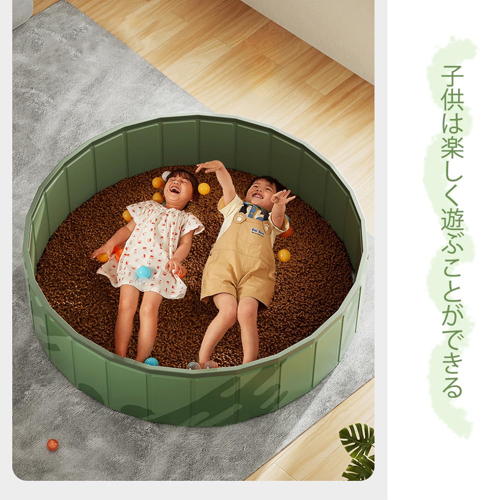 Bunmery Foldable Kids Pool 100×30 Cm, No-Inflate PVC Pool for Kids and Pets, Indoor and Outdoor Play, Ball Pit and Sandbox