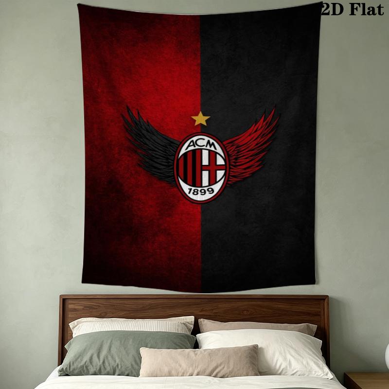AC Milan Wall Tapestry Aesthetic Wall Hanging Printed Fabric Blanket Decorative Tapestries for Bedroom Living Room Home Decor